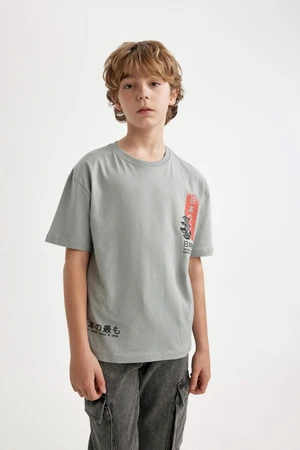 DEFACTO Boys Oversize Fit Crew Neck Printed Short Sleeve T-Shirt