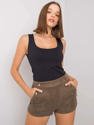 RUE PARIS khaki shorts in imitation suede