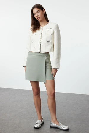 Trendyol Light Khaki Double Breasted Woven Shorts Skirt