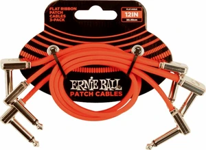 Ernie Ball 12" Flat Ribbon Patch Cable Red 3-Pack 30 cm Angolo - Angolo Cavo patch