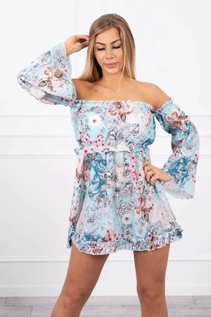 Floral dress off the shoulders mint