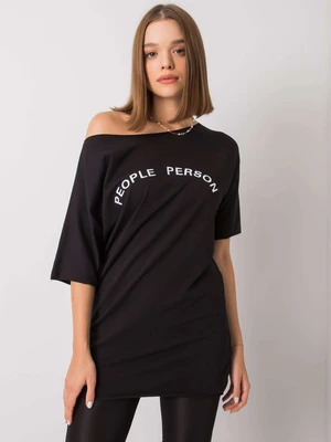 Women's black cotton blouse with slogan