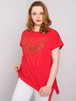 Red loose blouse plus size