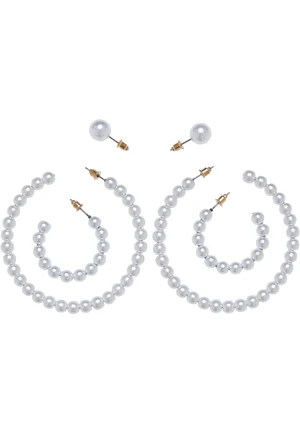 Pearl hoop earrings 3-pack