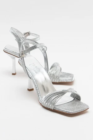 LuviShoes LEND Women's Silver Patterned Heels Shoes