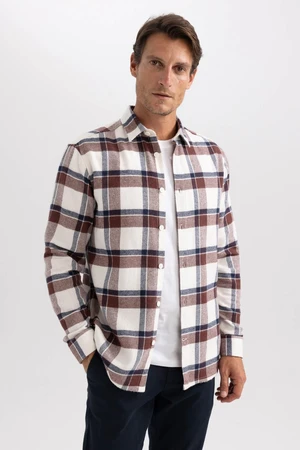 DEFACTO Modern Fit Polo Neck Lumberjack Long Sleeve Shirt