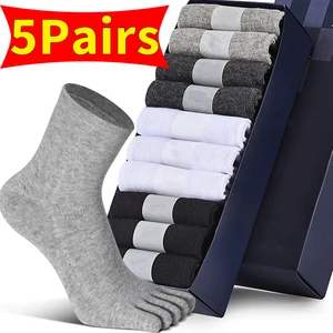 10Pcs Cotton Five-finger Socks Comfortable Business Men's Toe Socks Sports Running Crew Breathable Sweat Deodorant Sock Male