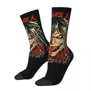 Eren Shingeki No Kyojin Socks Men Women Japanese Anime Attack on Titan Socks Spring Summer Autumn Winter Middle Tube Socks Gifts