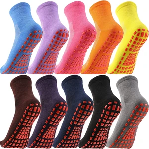 1Pair Cotton Women Yoga Socks Anti Skid Floor Socks Comfortable Wear Anti-Slip Sports Trampoline Socks Movement Pilates Sock