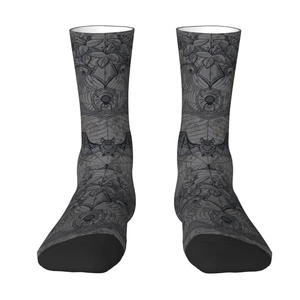 Novelty Print Halloween Witch Bats Socks for Women Men Stretch Summer Autumn Winter Gothic Halloween Lace Crew Socks