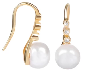 JwL Luxury Pearls Zlacené stříbrné visací náušnice s pravou perlou JL0411