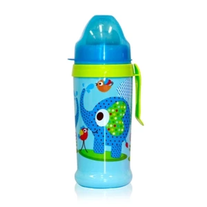 Netekoucí láhev Lorelli s pítkem 360 ML, klip ZOO BLUE