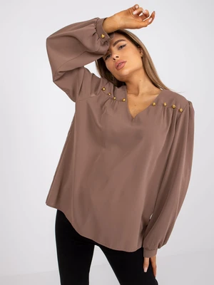 Dark beige lounge blouse with loose sleeves