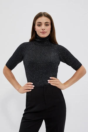 Turtleneck with metal thread