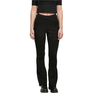 Women's Rib Knit Bootcut Leggings - Black