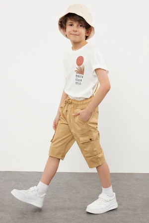 Trendyol Beige Boy's Pocket Elastic Waist Woven Shorts