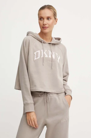 Mikina Dkny dámska, hnedá farba, jednofarebná, DP4T9811