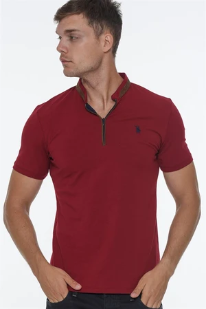 T8571 DEWBERRY ZIPPER MEN'S T-SHIRT-OPEN BURGUNDY