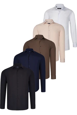 QUINTET SET G726 DEWBERRY SHIRT-BLACK-WHITE-NAVY BLUE-BEIGE-BROWN