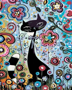 Zuty Peinture au diamant Chat en fleurs