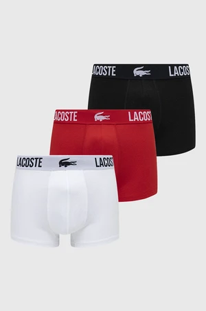 Boxerky Lacoste 3-pack pánské, červená barva