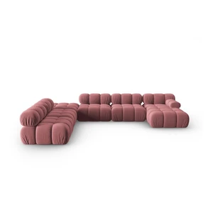 Różowa aksamitna sofa 379 cm Bellis – Micadoni Home