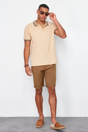 Trendyol Beige Slim/Narrow Cut 100% Polo Neck T-shirt