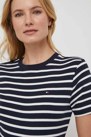 Bavlněné tričko Tommy Hilfiger tmavomodrá barva, WW0WW40587