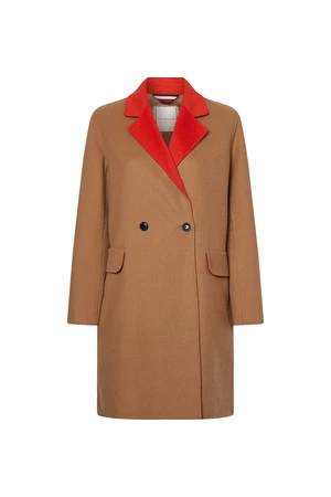 Tommy Hilfiger Kabát - WOOL BLEND DF DB BELTED COAT béžový