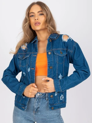 Women's denim jacket with holes Rue Paris - blue