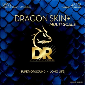 DR Strings Dragon Skin+ Coated Nickel 5-String Medium 45-125 Tapered Multi-Scale Set de 5 corzi pentru bas