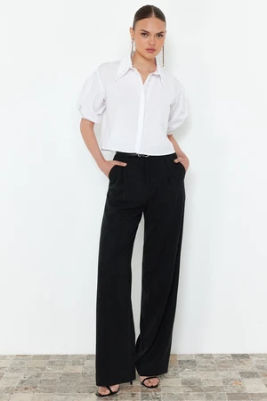 Trendyol White Pearl Detailed Woven Poplin Shirt