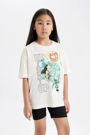 DEFACTO Girls Disney Mulan Oversize Fit Crew Neck Short Sleeve T-Shirt