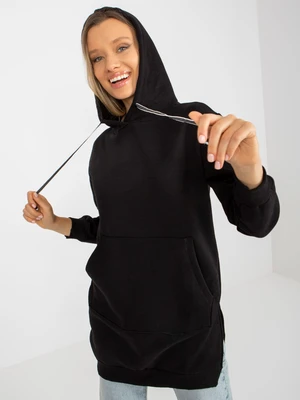 Black smooth kangaroo hoodie