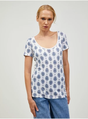 Blue and white patterned T-shirt ORSAY