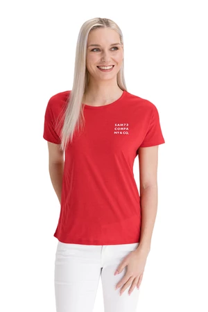 Červené dámské tričko s potiskem SAM 73