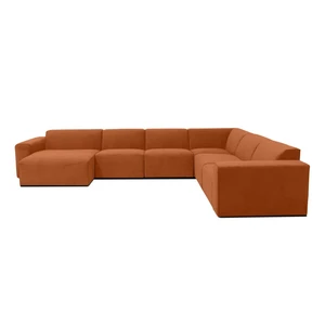 Pomarańczowa sztruksowa sofa modułowa w kształcie litery "U" Scandic Sting, lewostronna