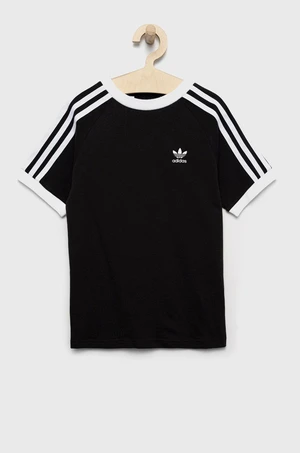 Dětské tričko adidas Originals černá barva, s aplikací