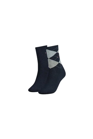 Tommy Hilfiger Ponožky - TH WOMEN CHECK SOCK 2P čierne