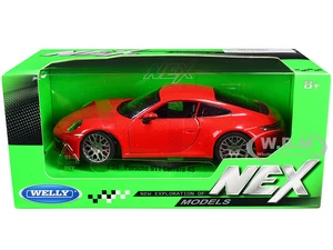 Porsche 911 Carrera 4S Red with Gray Wheels "NEX Models" 1/24 Diecast Model Car by Welly