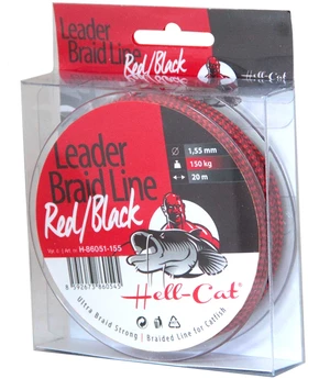 Hell-cat návazcová šňůra leader braid line red black 20 m-průměr 1,20 mm / nosnost 100 kg