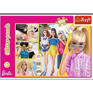 TREFL Puzzle Glitter Trblietavá Barbie/Mattel 100 ks