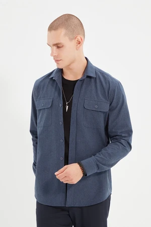 Trendyol Indigo Regular Fit Double Pocket Flap Winter Shirt