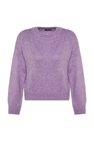 Trendyol Lilac Wide Fit Měkký texturovaný základní pletený svetr