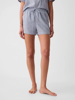 Women's Blue Striped Linen Pajama Shorts GAP