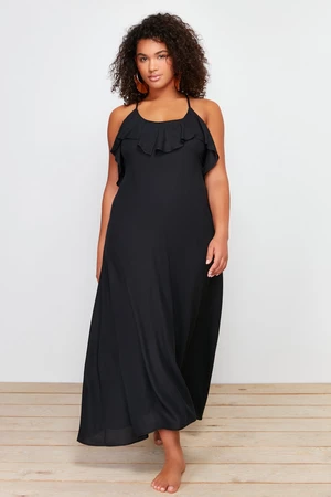 Trendyol Curve Black Long Flounce Beach Dress