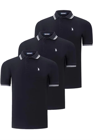 TRIPLE SET T8594 DEWBERRY MEN'S T-SHIRT-BLACK-BLACK-BLACK