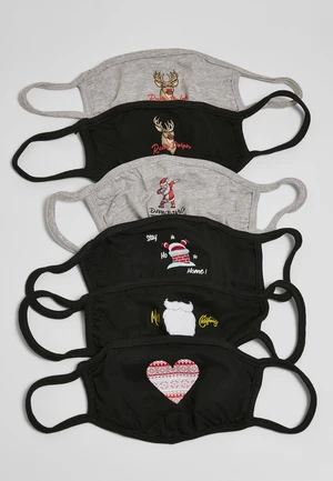 Christmas Face Mask 6-Pack Black+Grey+Heather Grey