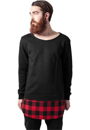 Long Fannelle Bottom Open Edge Crewneck blk/blk/red