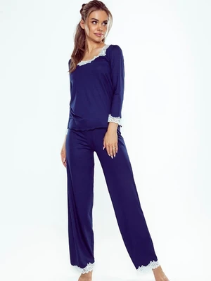 Pyjamas Eldar First Lady Arleta length/r S-XL navy blue-ecru 059